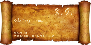 Kéry Irma névjegykártya