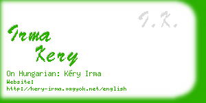 irma kery business card